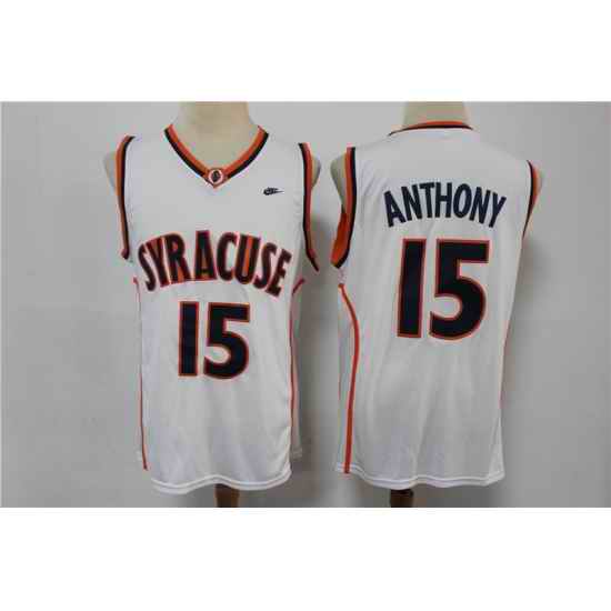 Men Nike Syracuse Orange Carmelo Anthony College Basketball White NCAA Jersey
